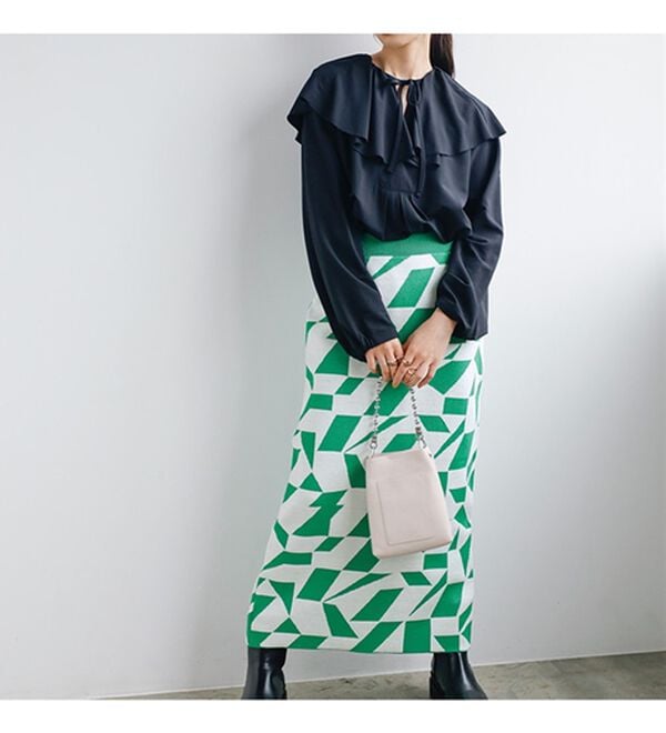 GeeRA（ジーラ）の「ジャカードニットナロースカート（ロングスカート）」｜詳細画像