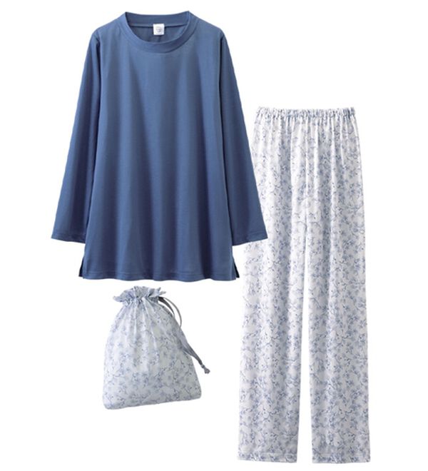 LAVIENNE（ラヴィエンヌ）の「【３点セット】＜ヒビヤカダン　スタイル＞トラベルパジャマ（パジャマ・ルームウェア）」｜ネイビー&times;ライトグレー系花柄