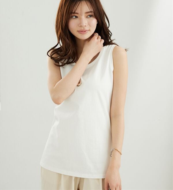 BELLUNA（ベルーナ）の「ヒンヤリ！綿１００％サマ見えタンクトップ（タンクトップ・キャミソール）」｜詳細画像