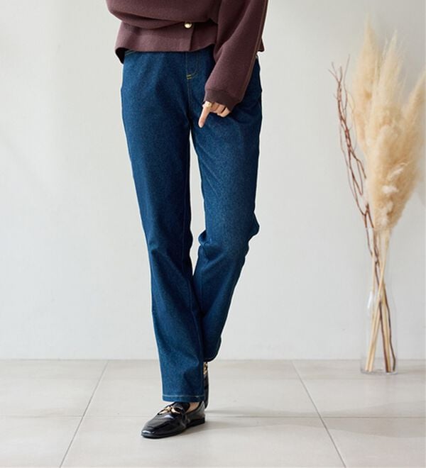 BELLUNA（ベルーナ）の「【選べる裏側】ぐん伸びニットデニムパンツ（フルレングスパンツ）」｜詳細画像