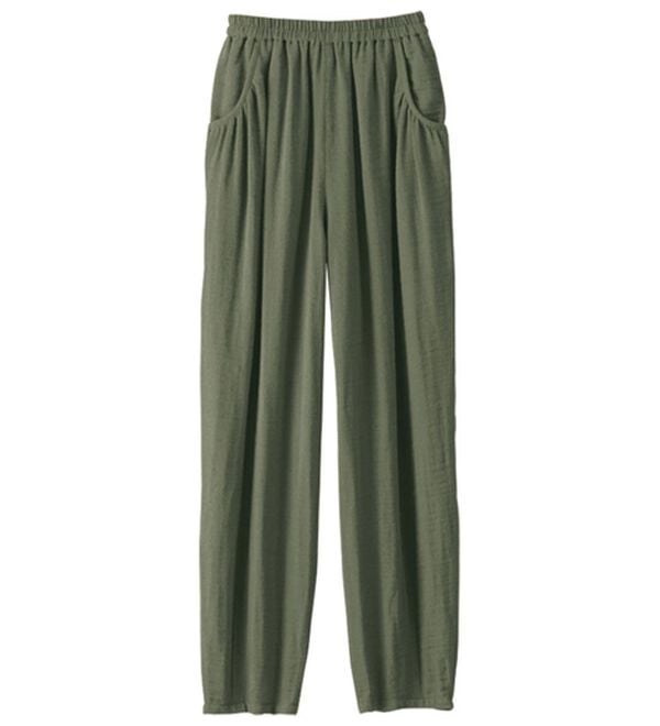 BELLUNA（ベルーナ）の「綿麻ダブルガーゼポッケギャザーパンツ（フルレングスパンツ）」｜詳細画像