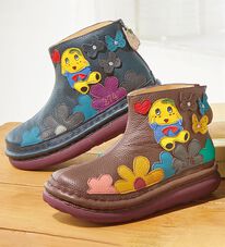 BELLUNA（ベルーナ）の「＜ふなっしー&times;エスタシオン＞幅広牛革お花畑ブーツ（ブーツ）」