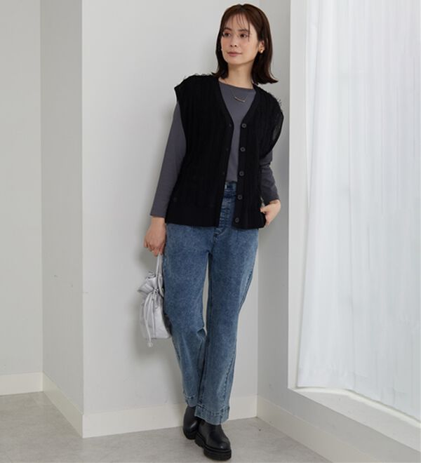 BELLUNA（ベルーナ）の「フリンジ素材ニットベスト（ベスト）」｜詳細画像