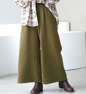 A HAPPY MARILYN（アハッピーマリリン）の「【Ｌ～８Ｌ】もわもわシャギーで下半身の冷え対策！選べる３丈 裏起毛 裏シャギー ワイドパンツ（ワイドパンツ・ガウチョ）」｜カーキ