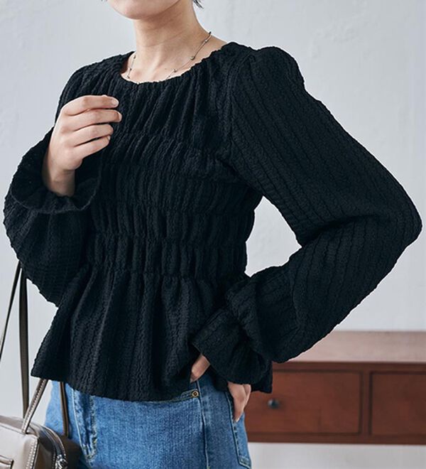 RANAN（ラナン）の「シャーリングカットブラウス（カットソー）」｜詳細画像