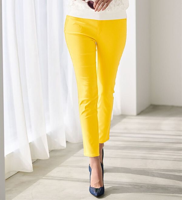 RANAN（ラナン）の「【4つの機能付】美脚アンクルパンツ（フルレングスパンツ）」｜イエロー