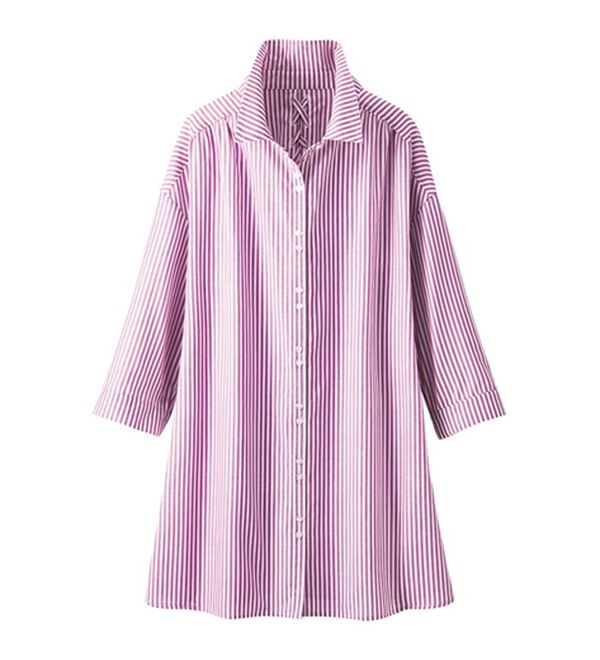 BELLUNA（ベルーナ）の「編み上げリボンデザインシャツチュニック（チュニック）」｜詳細画像