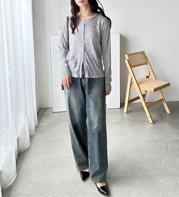 GeeRA（ジーラ）の「カーデにもなる前後２ＷＡＹシアーリブトップス（カットソー）」｜詳細画像