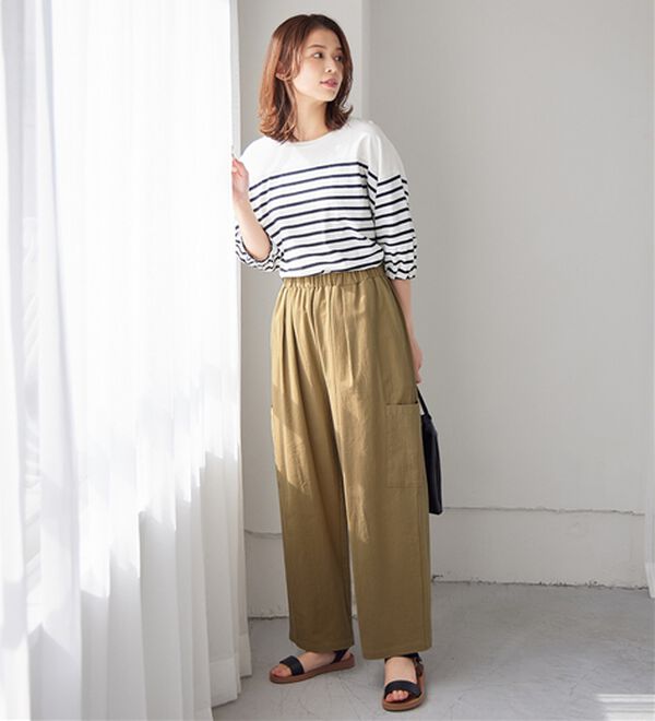 Viola e Viola（ヴィオラ エ ヴィオラ）の「綿１００％サイドポケットワイドパンツ（ワイドパンツ・ガウチョ）」｜詳細画像