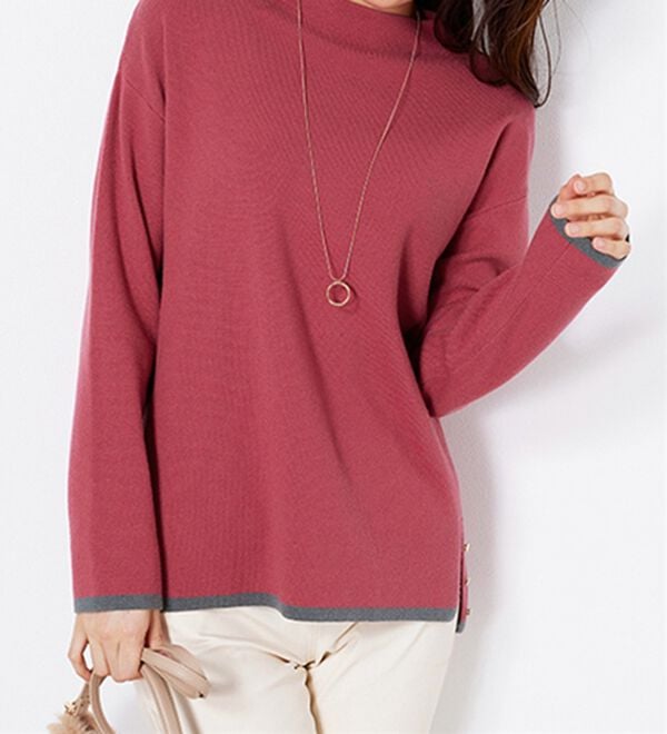 BELLUNA（ベルーナ）の「金ボタン使い配色ニットプルオーバー（ニット・セーター）」｜詳細画像