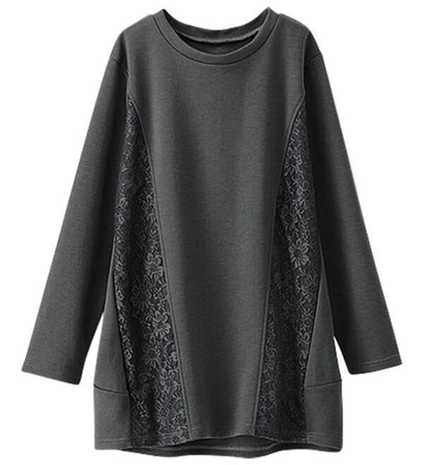 BELLUNA（ベルーナ）の「サイドレース切替デザインチュニック（チュニック）」｜チャコール