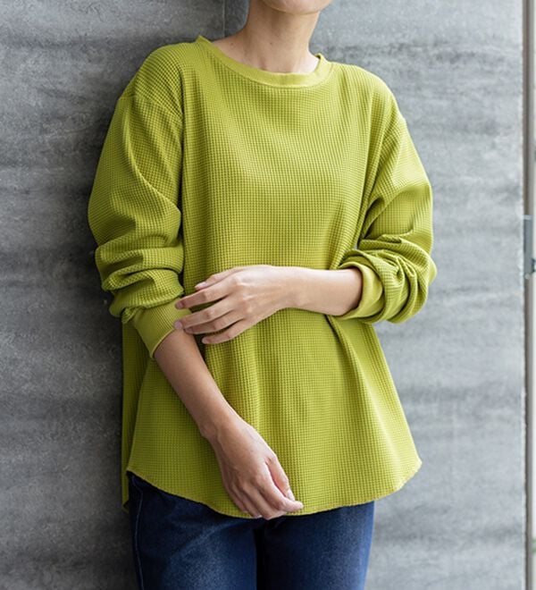 BELLUNA（ベルーナ）の「《快適Ｌａｂ．》 乾きやすい！ドライワッフルプルオーバー（カットソー）」｜詳細画像