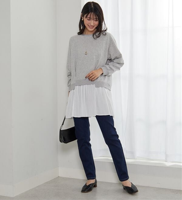 BELLUNA（ベルーナ）の「裏毛素材レイヤード風チュニック（チュニック）」｜詳細画像