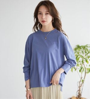 RANAN（ラナン）の「【選べる袖丈】ひんやり！＜BC＞綿100％プチハイネックＴシャツ（カットソー）」｜ダスティブル（長袖）