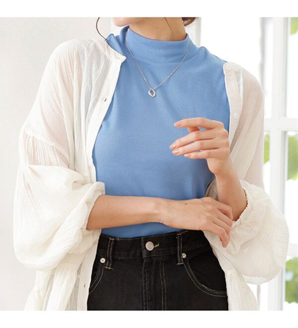 LAVIENNE（ラヴィエンヌ）の「【UVカット】綿１００％スリーブレスハイネックプルオーバー＜カラフルコットン＞（肌着・インナーウェア）」｜詳細画像