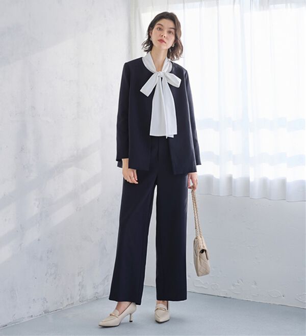 GeeRA（ジーラ）の「【２点セット】フレアーラインジャケットワイドパンツセットアップスーツ（パンツスーツ）」｜詳細画像