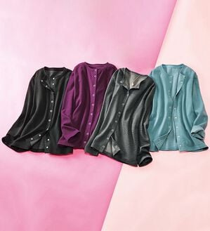 ルフラン（ルフラン）の「なめらかタッチ前あきトレーナー（ニットカーディガン）」｜詳細画像