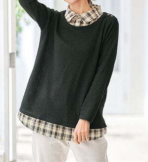 BELLUNA（ベルーナ）の「異素材重ね着風チュニック（チュニック）」｜黒3
