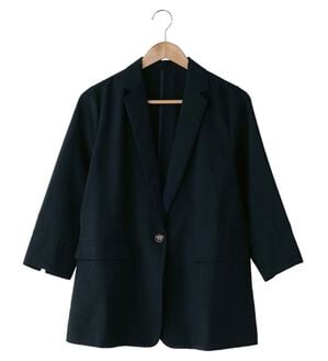 BELLUNA（ベルーナ）の「麻調素材テーラードジャケット（その他ジャケット）」｜ネイビー