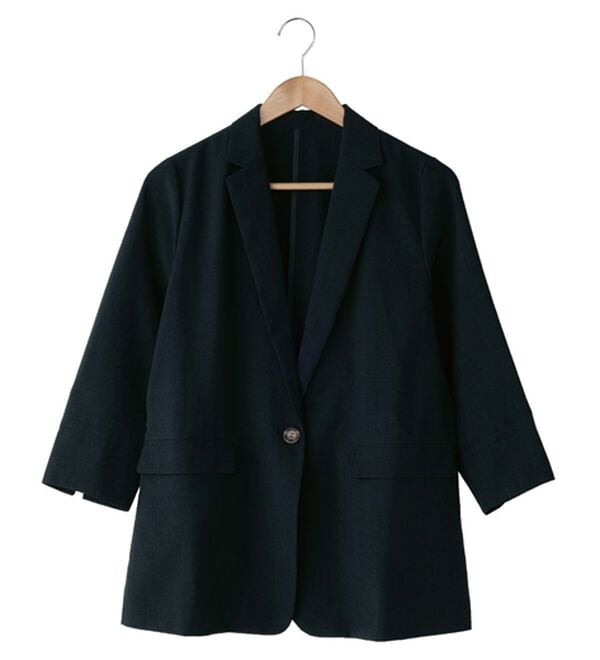 BELLUNA（ベルーナ）の「麻調素材テーラードジャケット（その他ジャケット）」｜ネイビー
