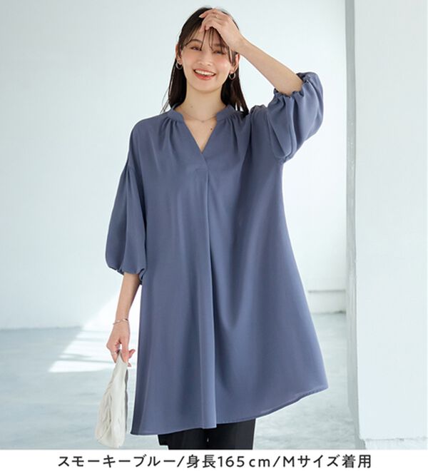 alotta（アロッタ）の「パフ袖とろみブラウスチュニックワンピース（チュニックワンピース）」｜詳細画像