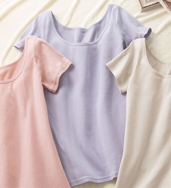 「素肌よろこぶオーガニックコットンフレンチ袖（肌着・インナーウェア）」｜ラベンダー