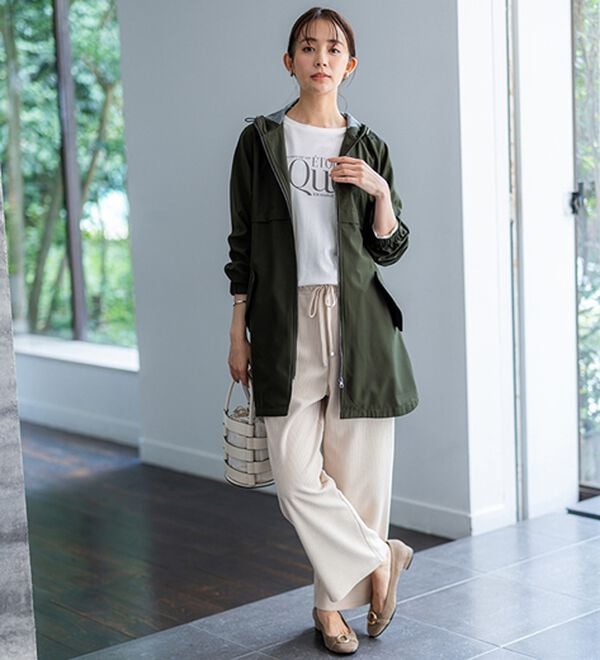 BELLUNA（ベルーナ）の「はっ水加工ボンディング素材ロング丈パーカー（ハーフコート）」｜詳細画像