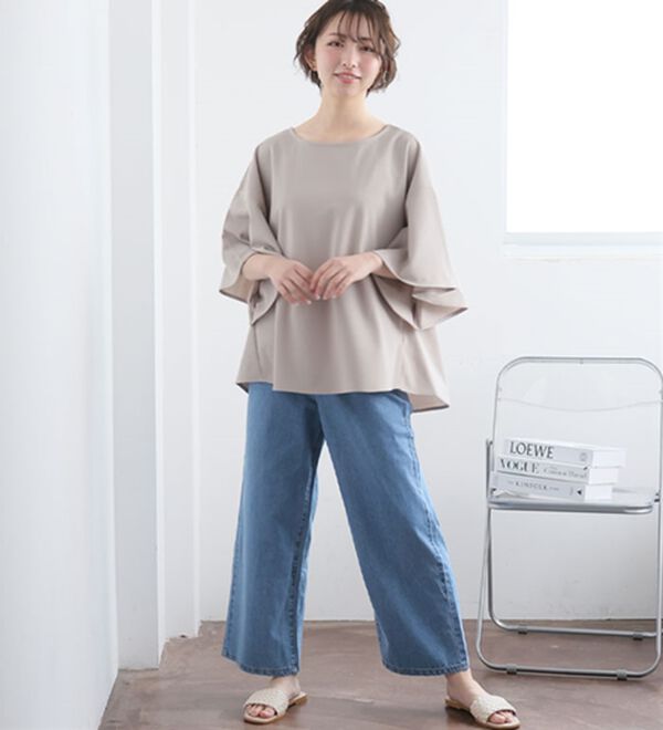 A HAPPY MARILYN（アハッピーマリリン）の「【大きいサイズ】【Ｍ～７Ｌ／選べる丈】夏でも穿きたい！美脚＆美尻が叶う！優勝！着痩せワイドパンツ（ワイドパンツ・ガウチョ）」｜詳細画像
