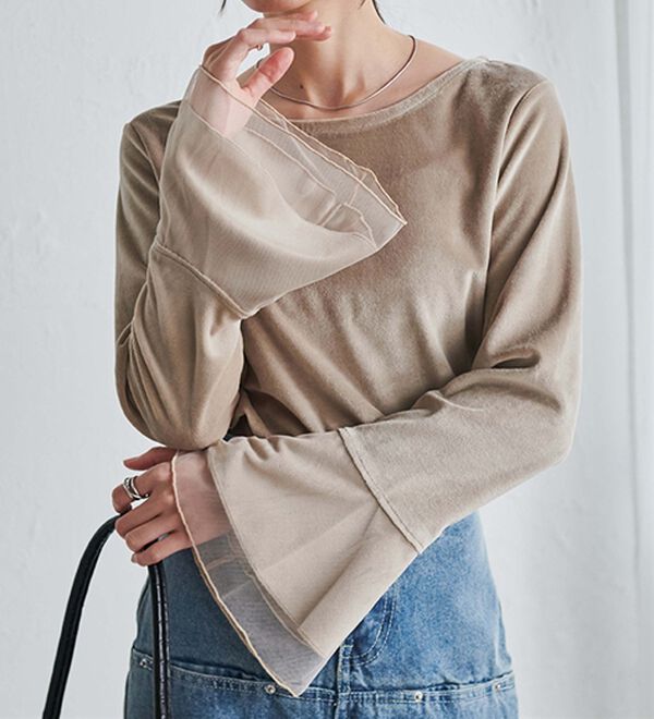 RANAN（ラナン）の「フレアーチュール袖ベロアプルオーバー（カットソー）」｜詳細画像