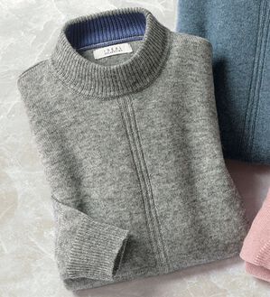 「アルパカ入りスマートセーター（メンズニット・セーター）」｜杢グレー