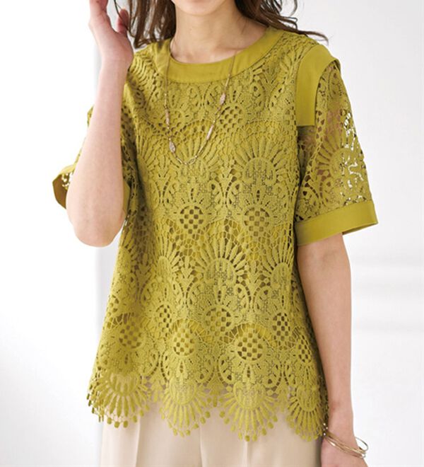 BELLUNA（ベルーナ）の「【Ｌａｇｒｉｌｕａ】華やかスカラップレースデザインブラウス（ブラウス）」｜詳細画像