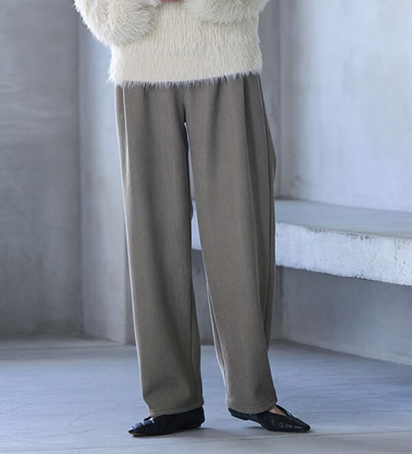 RANAN（ラナン）の「あったか裏ベロアニットコールワイドパンツ（ワイドパンツ・ガウチョ）」｜グレージュ