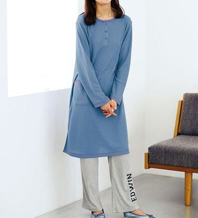 BELLUNA（ベルーナ）の「【ＥＤＷＩＮ】パンツ付ワッフル素材ワンピースルームウェア（パジャマ・ルームウェア）」