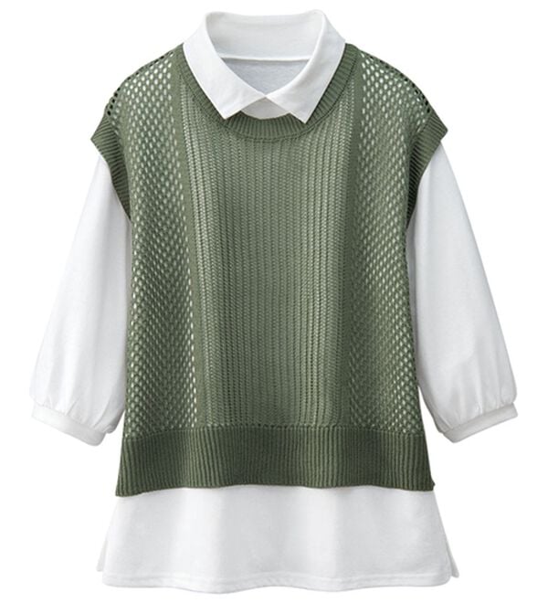 BELLUNA（ベルーナ）の「透かし編ニットベストアンサンブル（アンサンブル）」｜詳細画像