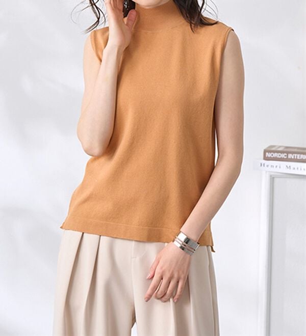 BELLUNA（ベルーナ）の「Ｔシャツが苦手な方に！ひんやり綿混ニットＴ【選べるデザイン】（ニット・セーター）」｜詳細画像