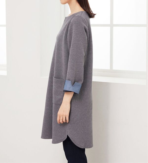 BELLUNA（ベルーナ）の「ポケット付ボーダージャカードワンピース（その他ワンピース）」｜詳細画像