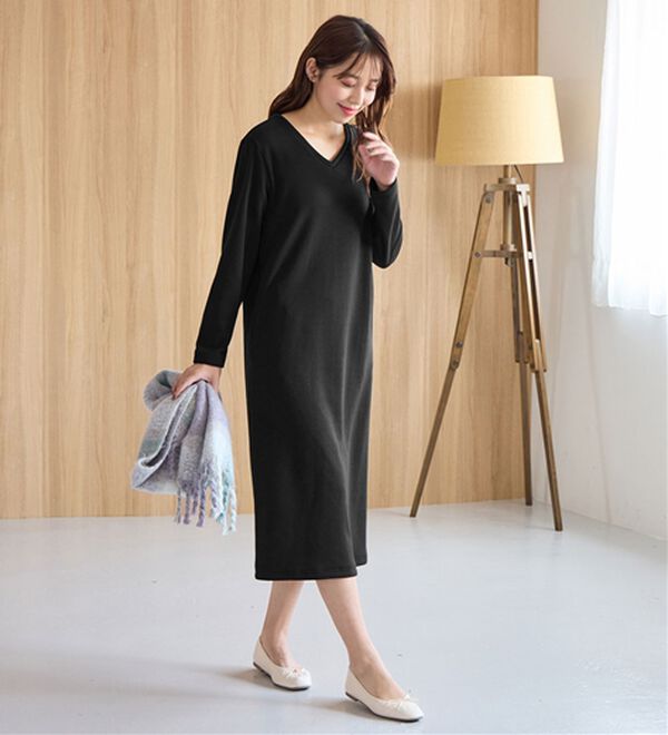 alotta（アロッタ）の「【蓄熱保温】あったか裏ファーロングワンピ（ロングワンピース）」｜詳細画像