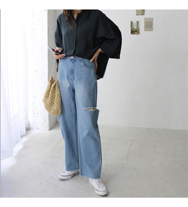 GeeRA（ジーラ）の「ワッシャーポプリンブラウス（ブラウス）」｜詳細画像