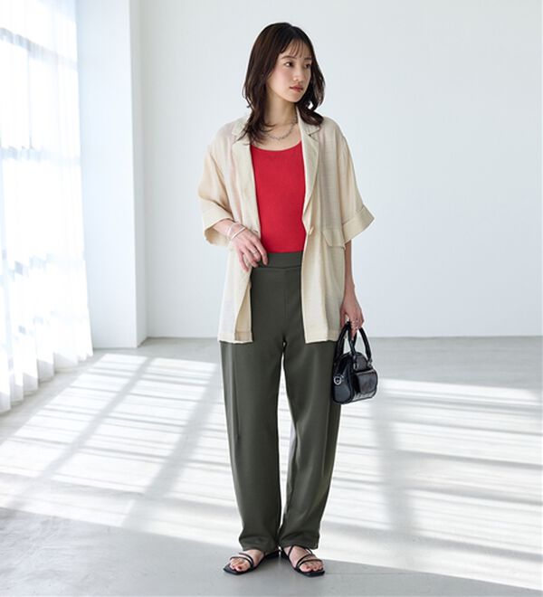 BELLUNA（ベルーナ）の「シュッと体型カバー！ワイドテーパード美脚パンツ（フルレングスパンツ）」｜詳細画像