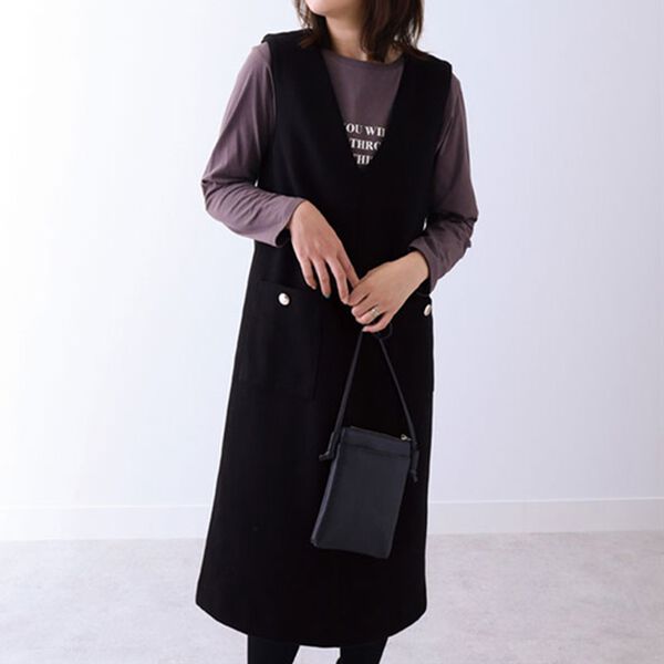 BELLUNA（ベルーナ）の「ライトメルトンジャンパースカート（ジャンパースカート）」｜黒