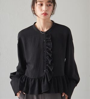 RANAN（ラナン）の「ラウンドフリルブラウス（シャツ）」｜ブラック