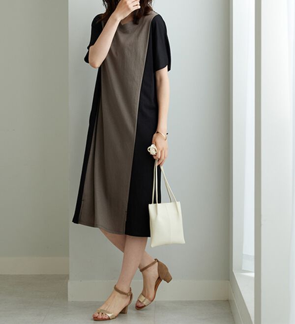 BELLUNA（ベルーナ）の「細見えを叶える！配色切替ワンピース（その他ワンピース）」｜詳細画像