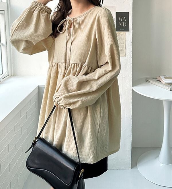 GeeRA（ジーラ）の「前後２ＷＡＹリボンペプラムチュニック（チュニック）」｜詳細画像