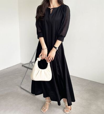 GeeRA（ジーラ）の「袖楊柳シアー美ラインワンピース（カットソーワンピース）」