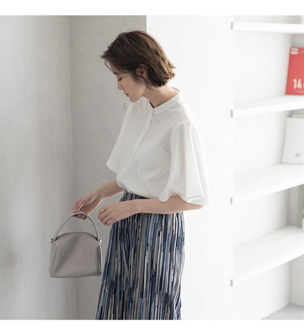 GeeRA（ジーラ）の「フレアー袖バンドカラーブラウス（ブラウス）」｜詳細画像