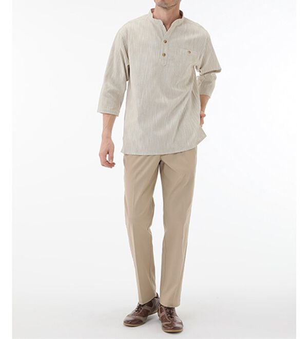 「ざっくり木綿のゆったりリラックスシャツ（メンズシャツ）」｜詳細画像