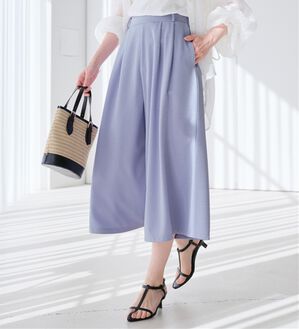 alotta（アロッタ）の「【４つの機能付】ひんやりドレープパンツ（ワイドパンツ・ガウチョ）」｜ライトブルー