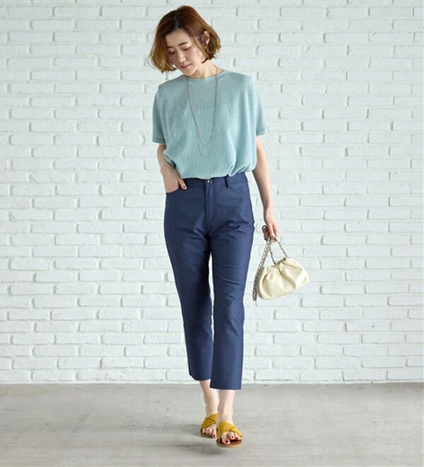 BELLUNA（ベルーナ）の「 【接触冷感】【選べる2丈】サラリ裏メッシュ美脚アンクルパンツ（フルレングスパンツ）」｜詳細画像