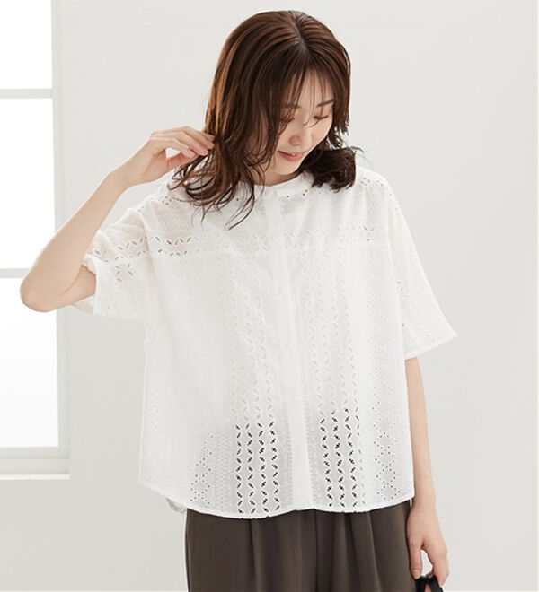 BELLUNA（ベルーナ）の「綿１００％刺しゅう切替ドルマンブラウス（ブラウス）」｜詳細画像