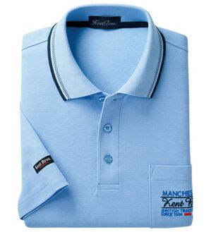 「ブランドデザイン５分袖ポロシャツ（メンズポロシャツ）」｜サックス